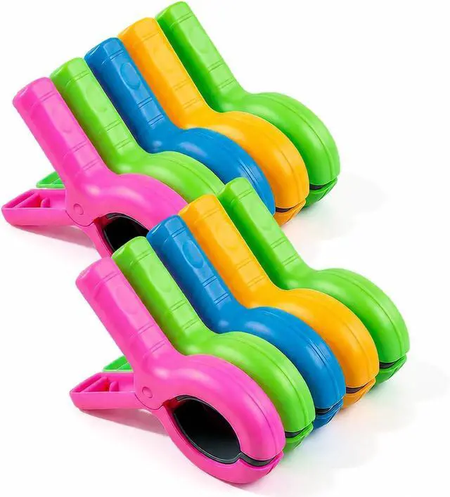Main image of 10 Pack Beach Towel Clips Heavy Duty Large Beach Essentials Chair Pool Clip | Beach accessories Silicone Protection Rust Resistant Spring Reusable Multi Use for Beach boat Cruise Camping and Outdoors