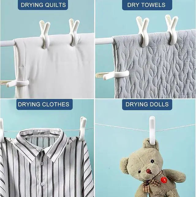 Alt view image 4 of 7 - 3.8" Extra Large Beach Towel Clips - Heavy Duty PP & Stainless Steel, Non-Slip Silicone Pads (9-Pack, Khaki/Blue), Secure Blankets, Tablecloths, Pool & Camping Gear