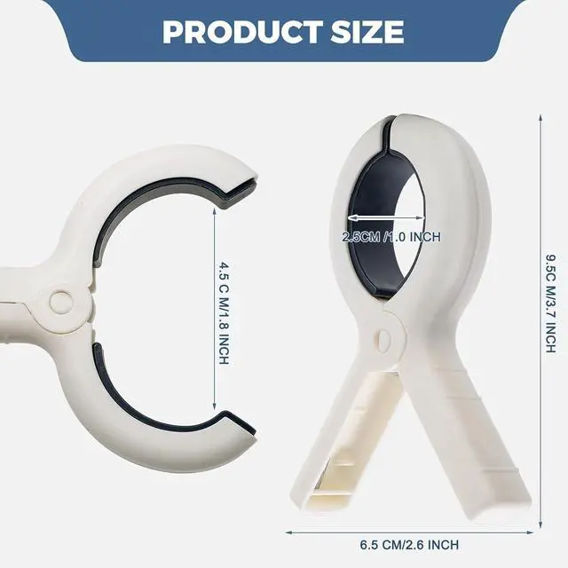Alt view image 7 of 7 - 3.8" Extra Large Beach Towel Clips - Heavy Duty PP & Stainless Steel, Non-Slip Silicone Pads (9-Pack, Khaki/Blue), Secure Blankets, Tablecloths, Pool & Camping Gear