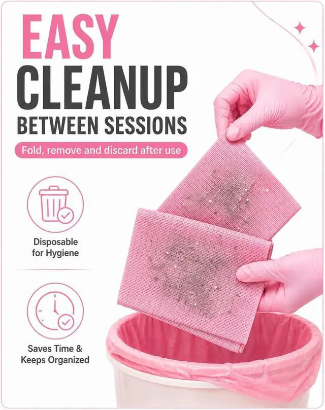 Alt view image 5 of 7 - Makartt 20 Pcs Pink Disposable Nail Mats, Waterproof | 3-Ply Absorbent Nail Mat with PE backing, Foldable for Easy Storage, Ideal for Salon, Tattoo, and Home DIY Manicure