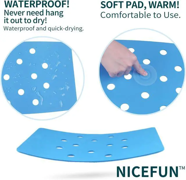 Alt view image 2 of 7 - Shower Chair Cushion with Adhesive Backing 14 x 9.5 Inches Waterproof Soft Foam Pad for Bench, Narrow Bath Chair, Bathroom Seat, Universal Fit Non Slip Stool Seat Mat Elderly, Blue (MAT149)