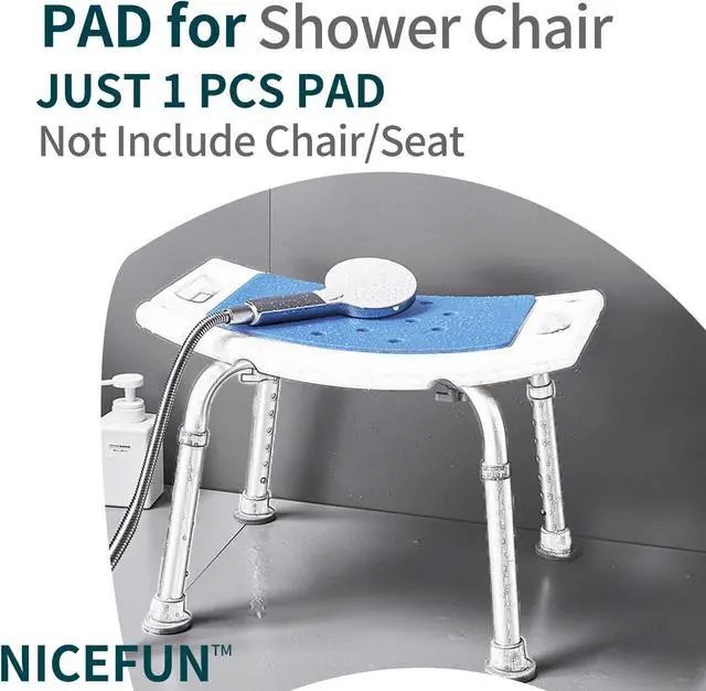 Alt view image 7 of 7 - Shower Chair Cushion with Adhesive Backing 14 x 9.5 Inches Waterproof Soft Foam Pad for Bench, Narrow Bath Chair, Bathroom Seat, Universal Fit Non Slip Stool Seat Mat Elderly, Blue (MAT149)