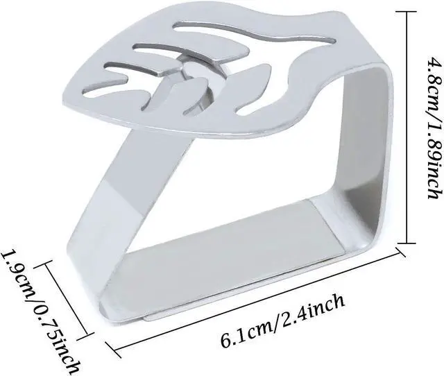 Alt view image 2 of 7 - Honbay 4PCS Stainless Steel Silver Thickened Strong Cloth Clip,Tablecloth Clamp Holder, Table Cover Clamps,Table Cloth Holders, Table Cloth Clips Holders for Outdoor and Indoor (Leaf)