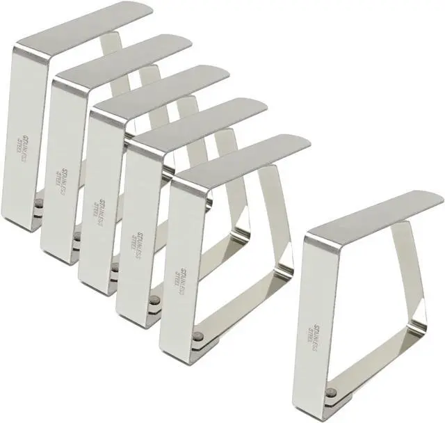 Main image of Honbay 6PCS Stainless Steel Large Strong Cloth Clip,Tablecloth Clamp Holder, Table Cover Clamps,Table Cloth Holders, Table Cloth Clips Holders for Outdoor and Indoor(Up to 2")