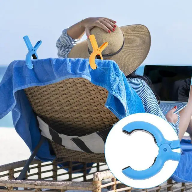 Alt view image 7 of 7 - CCINEE 12 Packs Beach Towel Clips, Heavy Duty Plastic Laundry Clothespins Pool Towel Holder Clamps for Clothes Boat Beach Lounge Chairs Cruise Picnic Tablecloth Outdoor Accessories