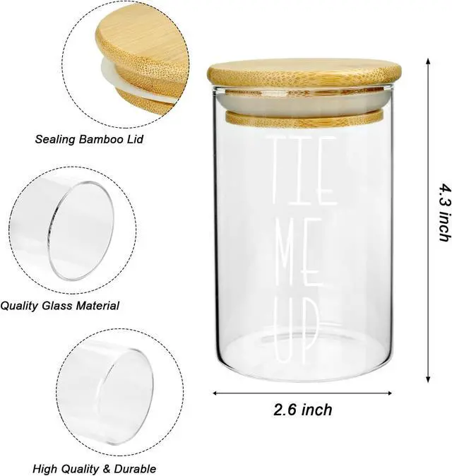 Alt view image 7 of 7 - MOMEEMO Apothecary Jars with Lids for Bathroom Storage Organizer | Hair Tie Organizer, Bobby Pin Holder, Bamboo Bathroom Accessories, Hair Ties & Pins