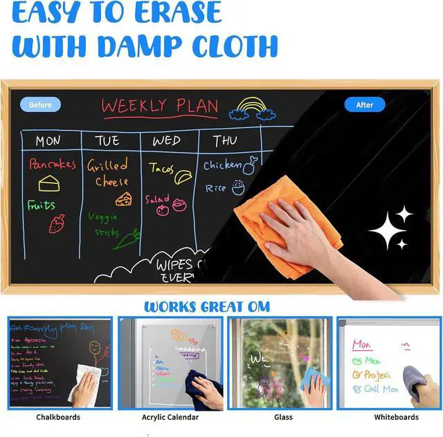 Alt view image 3 of 7 - maxtek Wet Erase Liquid Chalk Markers, 1mm Fine Tip, 12 Neon Colors | For acrylic calendars, glass and labels; wet erase ink stays visible until wiped with a damp cloth on non-porous surfaces