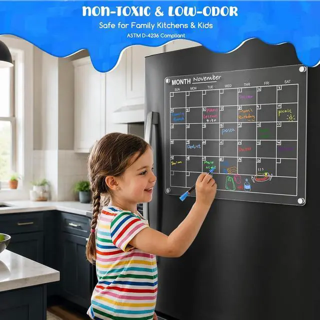 Alt view image 2 of 7 - maxtek Wet Erase Liquid Chalk Markers, 1mm Fine Tip, 12 Neon Colors | For acrylic calendars, glass and labels; wet erase ink stays visible until wiped with a damp cloth on non-porous surfaces