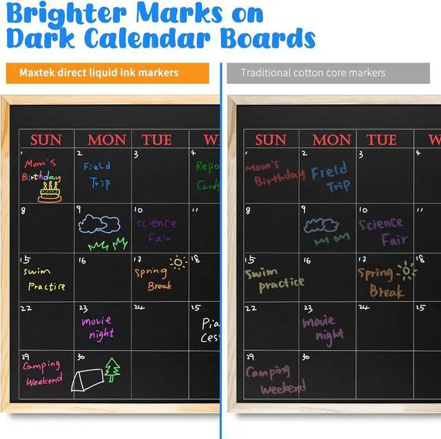 Alt view image 5 of 7 - maxtek Wet Erase Liquid Chalk Markers, 1mm Fine Tip, 12 Neon Colors | For acrylic calendars, glass and labels; wet erase ink stays visible until wiped with a damp cloth on non-porous surfaces
