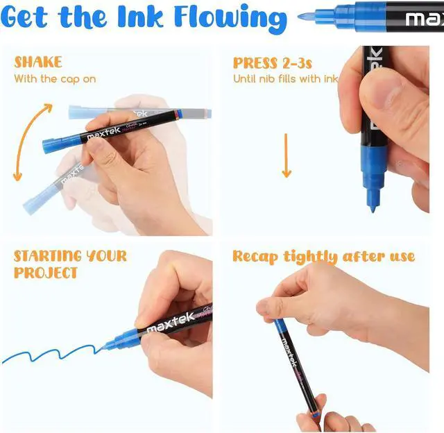 Alt view image 7 of 7 - maxtek Wet Erase Liquid Chalk Markers, 1mm Fine Tip, 12 Neon Colors | For acrylic calendars, glass and labels; wet erase ink stays visible until wiped with a damp cloth on non-porous surfaces
