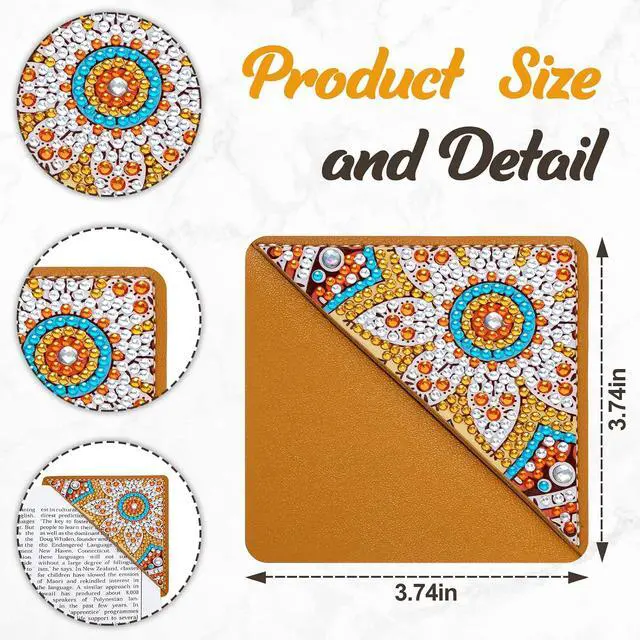 Alt view image 3 of 6 - WIVICO 4Pcs Diamond Painting Bookmarks, Diamond Pearl Art Kits for Adults | DIY Diamond Dots Paint By Numbers Kit,Gifts for Book Lovers(Mandala)