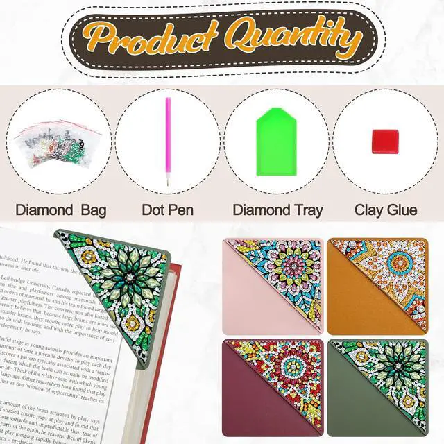 Alt view image 5 of 6 - WIVICO 4Pcs Diamond Painting Bookmarks, Diamond Pearl Art Kits for Adults | DIY Diamond Dots Paint By Numbers Kit,Gifts for Book Lovers(Mandala)