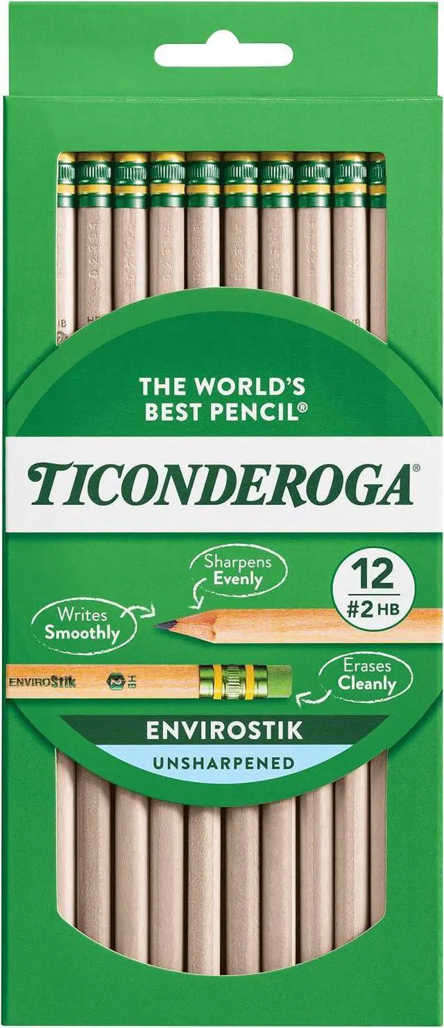 Main image of Ticonderoga Envirostik Wood-Cased Pencils, #2 HB Soft, Natural, 12 Count | Ideal for writing, drawing, schoolwork, classrooms and office use