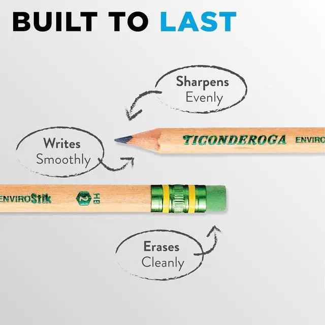 Alt view image 3 of 6 - Ticonderoga Envirostik Wood-Cased Pencils, #2 HB Soft, Natural, 12 Count | Ideal for writing, drawing, schoolwork, classrooms and office use