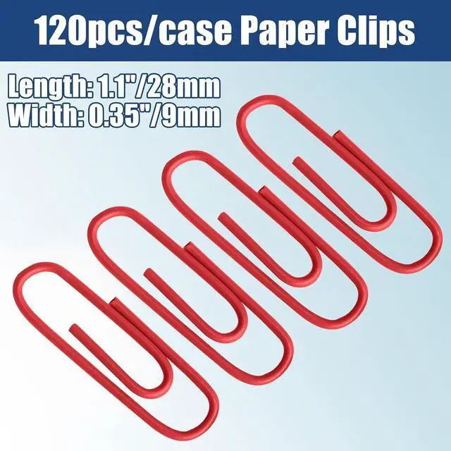 Alt view image 2 of 7 - Luomorgo Red Paper Clips, 1.1 Inch (28mm), 120 Pcs Metal Paperclips | Vinyl Coated Metal, for Office, School, Home, Bookmark & Document Organizer