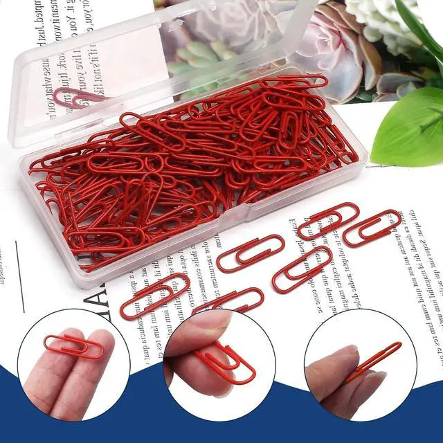Alt view image 3 of 7 - Luomorgo Red Paper Clips, 1.1 Inch (28mm), 120 Pcs Metal Paperclips | Vinyl Coated Metal, for Office, School, Home, Bookmark & Document Organizer