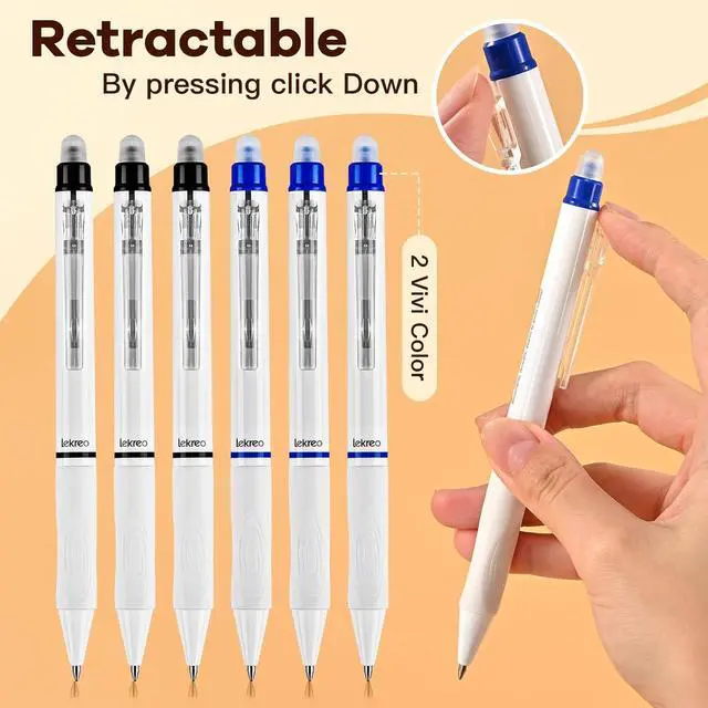 Alt view image 3 of 7 - 6 Counts Erasable Gel Pens, 0.7mm Fine Point Retractable Clicker Pens with 6 Black Blue Refills,Make Mistakes Disappear for Writing Planner Drawing and Crossword Puzzles