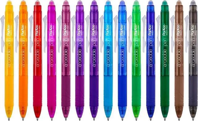 Main image of ParKoo Erasable Gel Pens Clicker, 14 Classic Colors, 0.7mm Fine Point Pens | Retractable Design, Thermo-Sensitive Ink, Clean Erasing, Smooth Writing, Comfortable Grip, Drawing, Journaling
