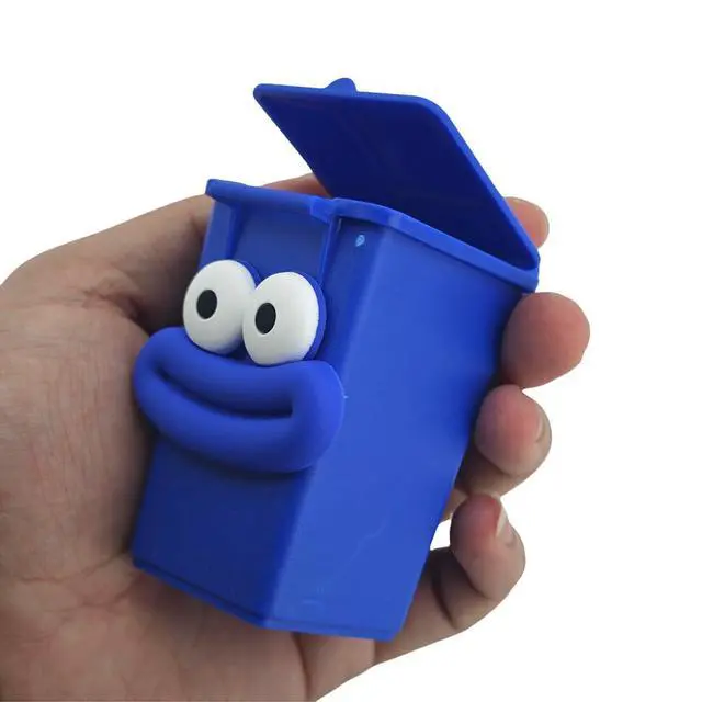 Alt view image 2 of 7 - Mini Curbside Vehicle Garbage DIY Creative Sausage Mouth Miniature Novelty Toys Garbage Truck's Trash Can (Blue)