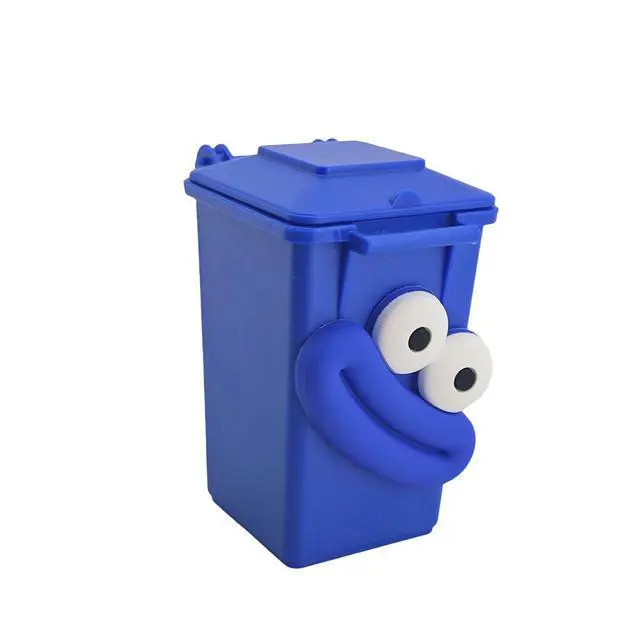 Alt view image 3 of 7 - Mini Curbside Vehicle Garbage DIY Creative Sausage Mouth Miniature Novelty Toys Garbage Truck's Trash Can (Blue)
