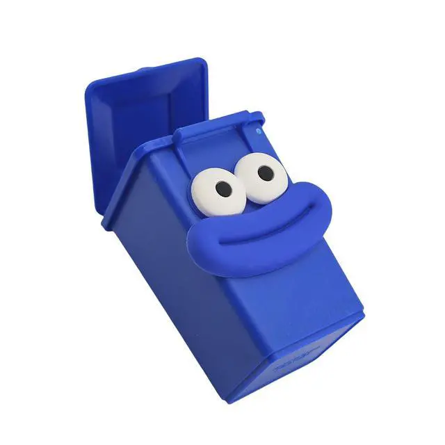 Alt view image 4 of 7 - Mini Curbside Vehicle Garbage DIY Creative Sausage Mouth Miniature Novelty Toys Garbage Truck's Trash Can (Blue)