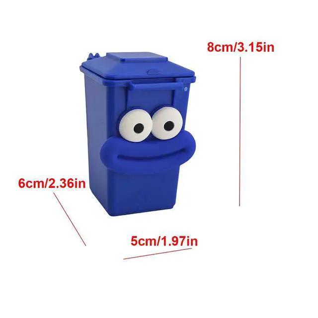 Alt view image 6 of 7 - Mini Curbside Vehicle Garbage DIY Creative Sausage Mouth Miniature Novelty Toys Garbage Truck's Trash Can (Blue)