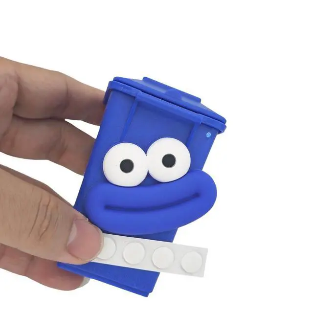 Alt view image 7 of 7 - Mini Curbside Vehicle Garbage DIY Creative Sausage Mouth Miniature Novelty Toys Garbage Truck's Trash Can (Blue)