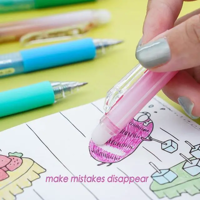 Alt view image 6 of 7 - 12Pcs Multicolor Erasable Gel Pens, Fine Point 0.7 mm (12) | Clean Erasing, Retractable, Quick-Drying, Comfort Grip Writing Pens for School, Office, Exams