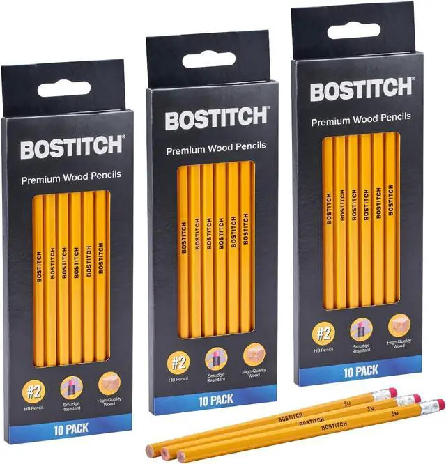 Main image of Bostitch Premium #2 Pencils, Premium Wood, Unsharpened, HB Graphite, 30-Count