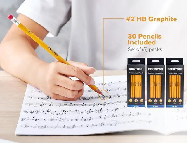 Alt view image 4 of 5 - Bostitch Premium #2 Pencils, Premium Wood, Unsharpened, HB Graphite, 30-Count