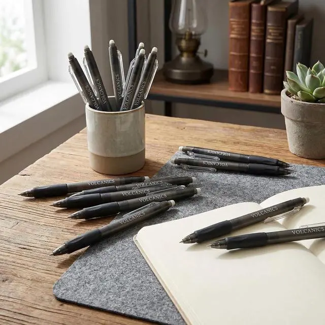 Alt view image 7 of 7 - Volcanics Retractable Erasable Gel Pens, Soft Black, 0.7mm, 12 Pack | Click Erasable Gel Ink Pens With Refillable Design, Smooth Writing And Easy Erasing For School, Office Supplies And Daily Use