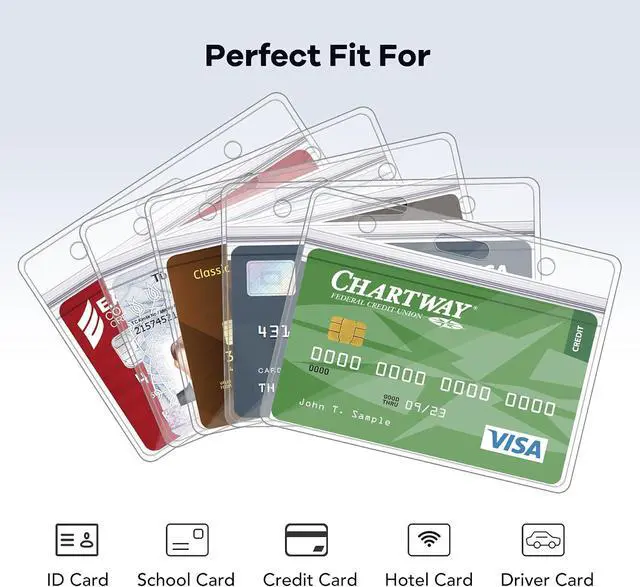 Alt view image 4 of 7 - Abeyath10 Pack Extra Thick ID Card Name Badge Holder Heavy Duty Waterproof Clear Plastic PVC Horizontal Sleeve Pocket Resealable