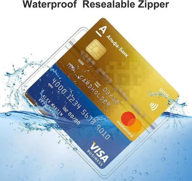 Alt view image 7 of 7 - Abeyath10 Pack Extra Thick ID Card Name Badge Holder Heavy Duty Waterproof Clear Plastic PVC Horizontal Sleeve Pocket Resealable
