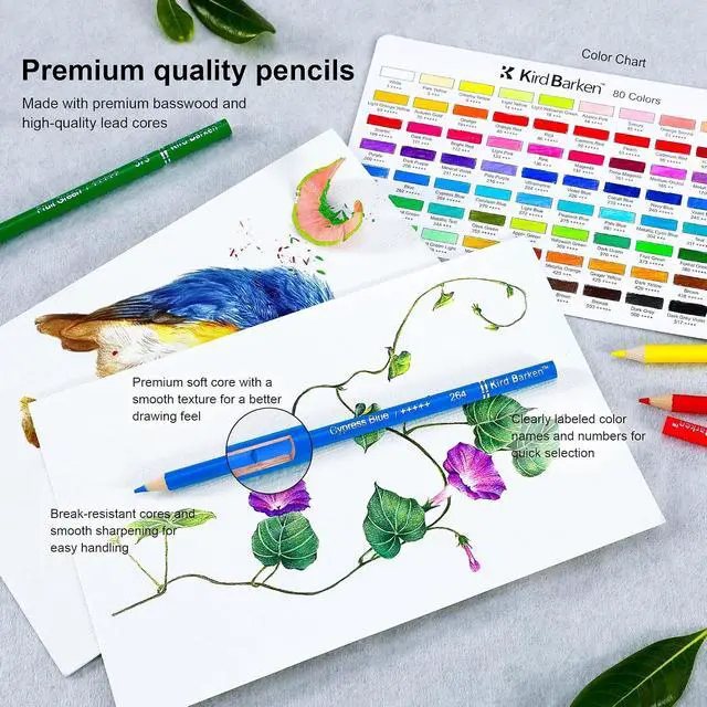 Alt view image 3 of 7 - 80 Colored Pencils Set, Oil-Based Soft Core for Adult Coloring Books, Professional Color Pencils Art Gifts for Artists, Beginners and Adults