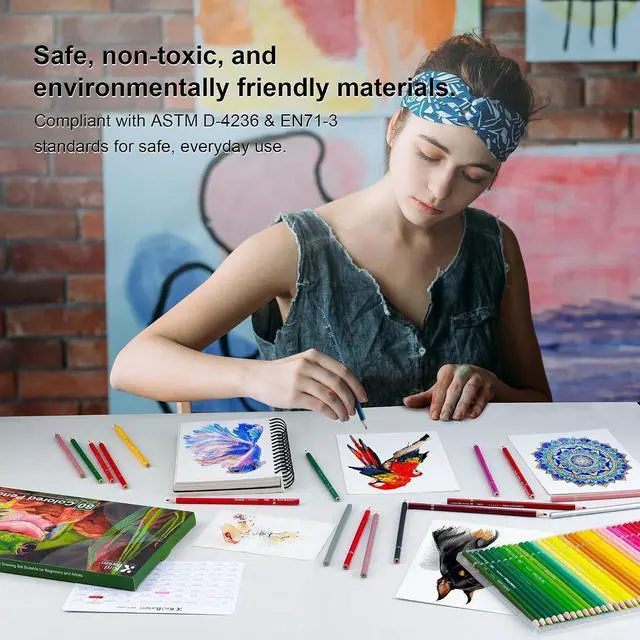 Alt view image 7 of 7 - 80 Colored Pencils Set, Oil-Based Soft Core for Adult Coloring Books, Professional Color Pencils Art Gifts for Artists, Beginners and Adults