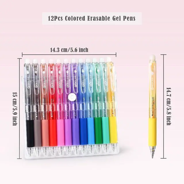 Alt view image 2 of 7 - BAYTORY Colored Erasable Pens, Retractable Assorted Colors Pen with Eraser | Smooth Writing Fine Point 0.7mm Pen, Erasable Gel Pens for Crossword Puzzles (12 Pieces)