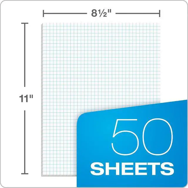 Alt view image 6 of 7 - Ampad Quadrille Graph Paper Pad, 4x4 Quad Ruled, 8.5 x 11, 1 Pad | Printed both sides in blue on 20 lb white paper, glue top, rigid 28-pt chipboard back. 50 sheets, made in the USA.