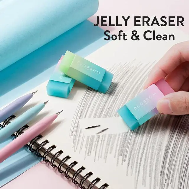 Alt view image 3 of 7 - Four Candies Pastel Mechanical Pencil Set with Case, 6-Pack | 0.5/0.7/0.9mm, 360 Leads, 3 Erasers, 9 Eraser Refills, Back to School Supplies for Girls, Cute Aesthetic Stationery