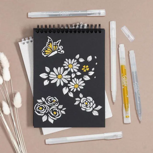 Alt view image 5 of 7 - YUANCHENG Gold Silver White Gel Pens, 4 Pack,0.8 mm Extra Fine Point Gel Ink Pens.Suitable for Black Paper Drawing,Card Making,Artists Drawing. Sketching,White Gel Pen for Art Highlight