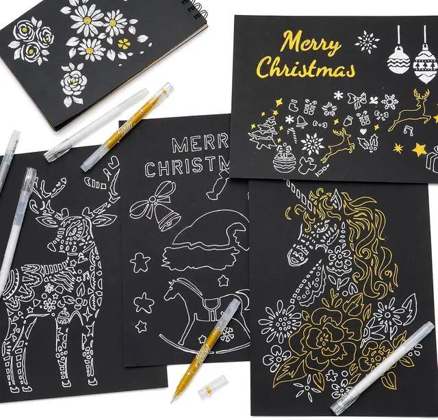 Alt view image 6 of 7 - YUANCHENG Gold Silver White Gel Pens, 4 Pack,0.8 mm Extra Fine Point Gel Ink Pens.Suitable for Black Paper Drawing,Card Making,Artists Drawing. Sketching,White Gel Pen for Art Highlight