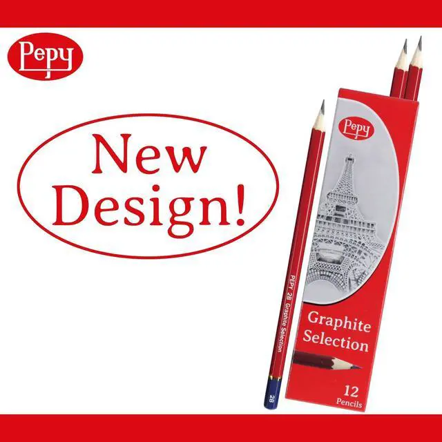 Alt view image 2 of 6 - Pepy Graphite Professional Drawing Pencils - Set of 12 6B Pre-Sharpened Black Lead Pencils; Perfect for Drawing, Sketching and Shading, Graphic and Fine Art