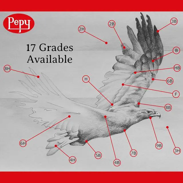 Alt view image 3 of 6 - Pepy Graphite Professional Drawing Pencils - Set of 12 6B Pre-Sharpened Black Lead Pencils; Perfect for Drawing, Sketching and Shading, Graphic and Fine Art