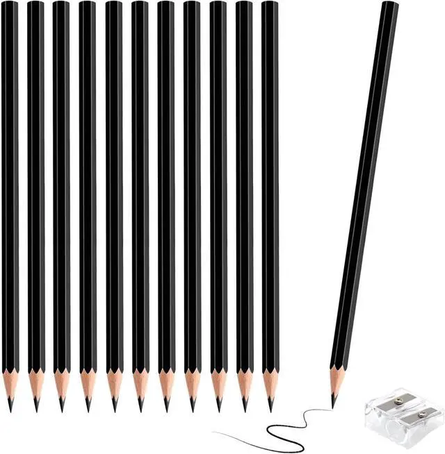 Main image of 12 Pack Black Colored Pencils for Kids, Pre-sharpened Art Pencils Back to School Supplies Set, Drawing Sketching Pencils for Students, Teachers, Classroom