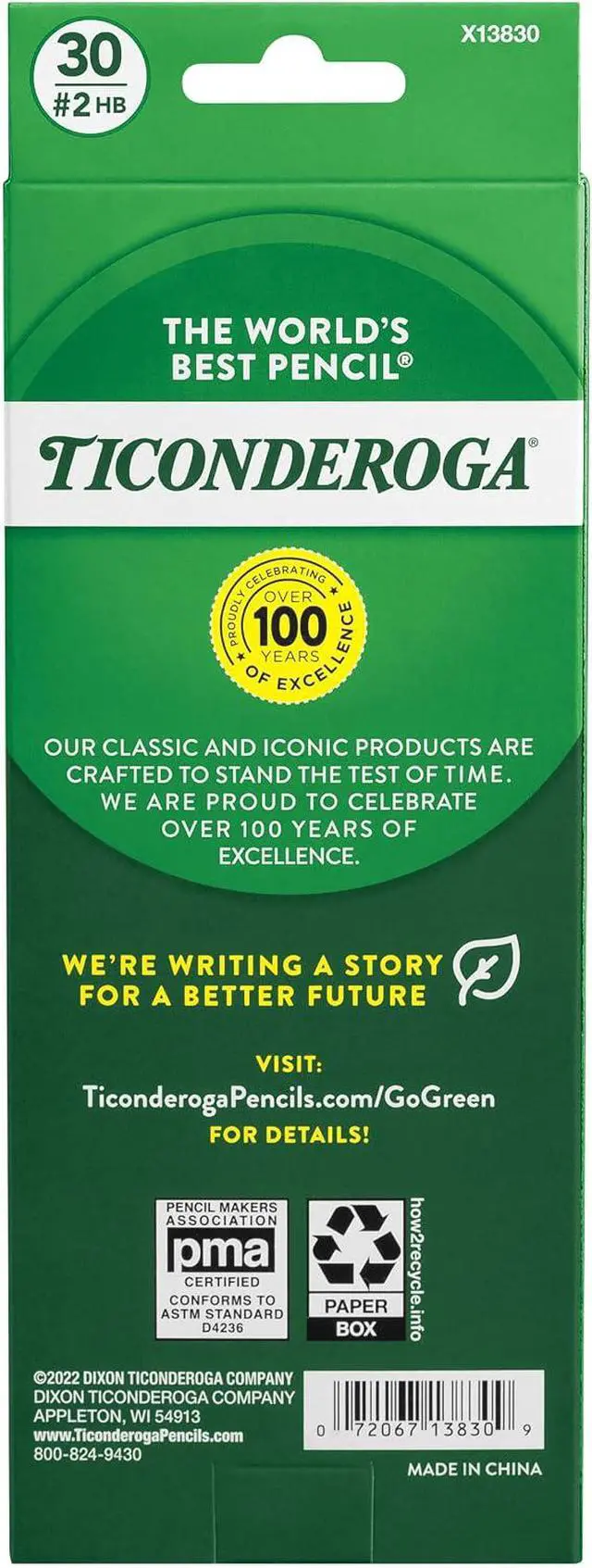 Alt view image 3 of 5 - Ticonderoga Wood-Cased Pencils, Pre-Sharpened | #2 HB Soft, Yellow, 30 Count, Standard Size, High Quality Eraser