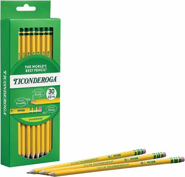 Alt view image 4 of 5 - Ticonderoga Wood-Cased Pencils, Pre-Sharpened | #2 HB Soft, Yellow, 30 Count, Standard Size, High Quality Eraser