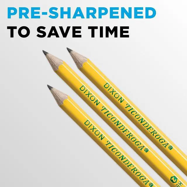 Alt view image 5 of 5 - Ticonderoga Wood-Cased Pencils, Pre-Sharpened | #2 HB Soft, Yellow, 30 Count, Standard Size, High Quality Eraser