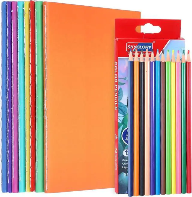 Main image of 8 Pack Colorful Blank Books for Kids, Acid-free Drawing Pad Set, A6 Size | 4.1 × 5.5 In Small Blank Notebook with Pencils Set, Mini Notebooks for Kids, Students, Journal & Back to School Gifts