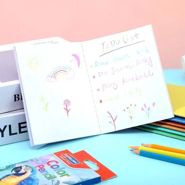 Alt view image 4 of 7 - 8 Pack Colorful Blank Books for Kids, Acid-free Drawing Pad Set, A6 Size | 4.1 × 5.5 In Small Blank Notebook with Pencils Set, Mini Notebooks for Kids, Students, Journal & Back to School Gifts