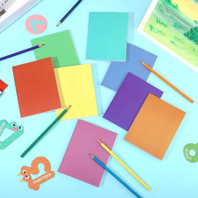 Alt view image 5 of 7 - 8 Pack Colorful Blank Books for Kids, Acid-free Drawing Pad Set, A6 Size | 4.1 × 5.5 In Small Blank Notebook with Pencils Set, Mini Notebooks for Kids, Students, Journal & Back to School Gifts