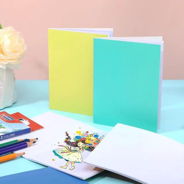 Alt view image 7 of 7 - 8 Pack Colorful Blank Books for Kids, Acid-free Drawing Pad Set, A6 Size | 4.1 × 5.5 In Small Blank Notebook with Pencils Set, Mini Notebooks for Kids, Students, Journal & Back to School Gifts